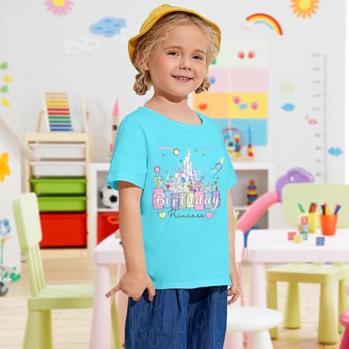Image of Birthday Girl Shirt Kids Birthday Princess T-Shirt Toddler Girls Birthday Party Tee Cute Birthday Family Tee Tops