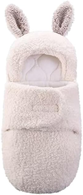 Bunny Plush Sleeping Bag, White, Hooded Design for .Thickening and Heat Preservation in Autumn and Winter