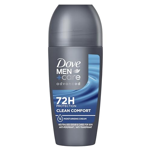 Dove Men+Care Advanced Clean Comfort Anti-Perspirant Roll On Deodorant with Anti-Odour technology & moisturising cream for 72 hour protection against sweat and odour 50 ml
