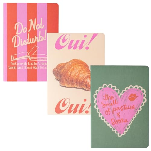 ban.do Soft Cover Notebook Set of 3 Pastries and Books