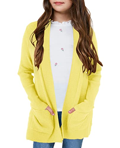 Image of Girls Cardigan Kids Open Front Oversized Sweater with Pockets