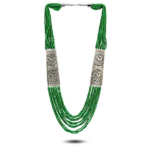 YouBella Fashion Jewellery Antique German Silver Oxidised Plated Tribal Cotton Thread Jewellery Necklace Earring Set for Women & Girls.(Valentine Gift Special).