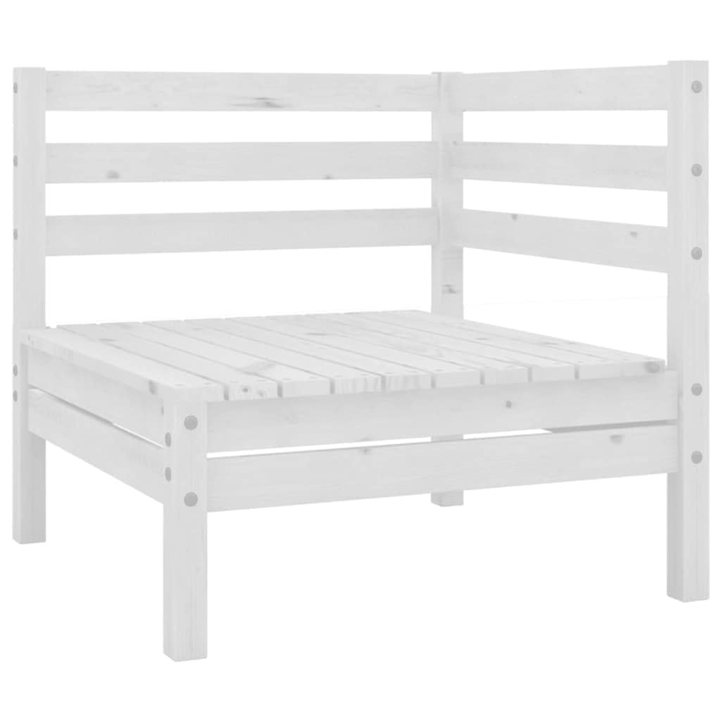 vidaXL Garten Ecksofa, Modular Gartenmöbel, Sofa Lounge Sessel für Garten Terrasse Balkon, Gartensofa Gartensessel, Weiß Massivholz Kiefer