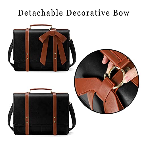 Image of ECOSUSI Women Briefcase PU Leather Laptop Bag Large Shoulder College Satchel Bagfit 15.6 inch Laptop
