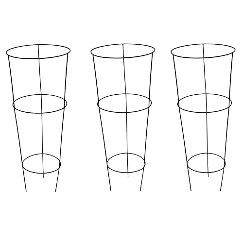 Garden Gear Large Sturdy Conical Garden Plant Supports for Taller Plants Rust-Resistant, Easy to Use Ring for Flowers Border Cage H60 x W18 x D25-22cm (3)