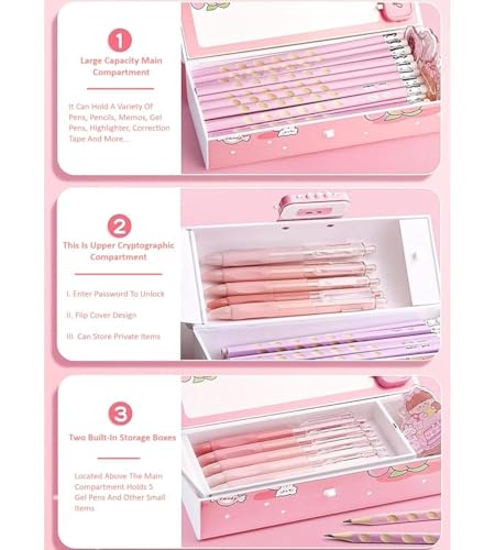 Image of New Cartoon Theme Pencil Box with Push Pull Eraser Set for Kids | Suitcase Style Password Lock Stationery Organizer | School Supplies Gift Combo for Boys & Girls (Dark Space-APB PENCHIL BOX NEW)