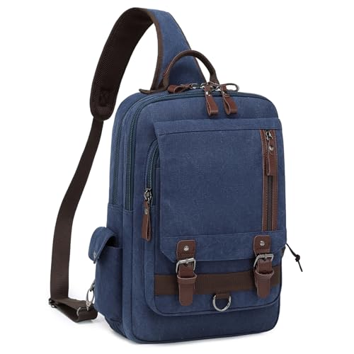 Image of mygreen Canvas Cross Body Messenger Bag Shoulder Sling Backpack Travel Rucksack