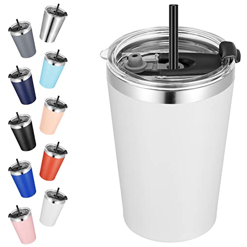 VEGOND 12oz Tumbler Stainless Steel Tumbler bulk Vacuum Insulated Double Wall Travel Tumbler with Lid and Straw Reusable Tumbler, White 1 Pack