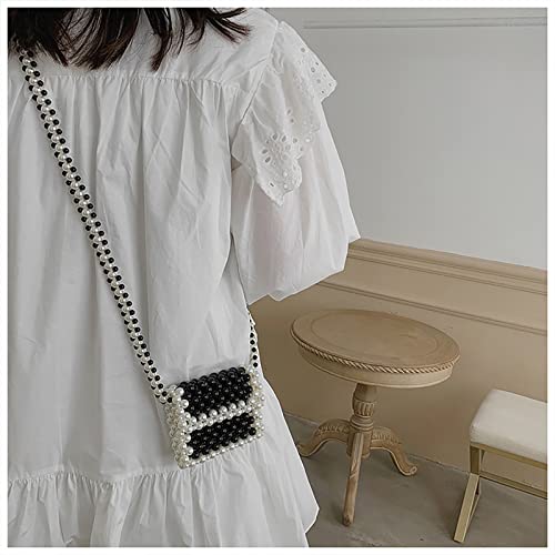 Women's Pearl Bag Crystal Pearl Black Bag Hand Woven Beaded Bag Retro Handheld Shoulder Crossbody for Wedding Party Bridal Party Gifts4
