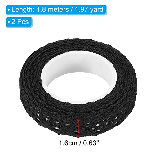 Cinta de encaje autoadhesiva para decoración de pared negra y pegatinas de algodón PATIKIL 2 rollos 3