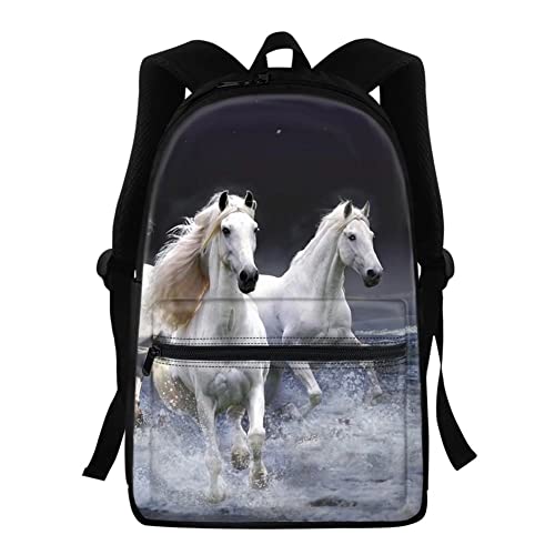 Sac à dos école fille cheval blanc pour éviter le mal de dos en sport et rando