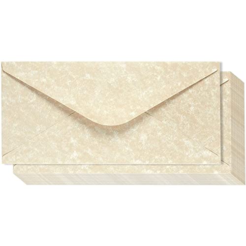 48 Pack Parchment Envelopes for Letters with Gummed Seal, Decorative Vintage Home Stationary Supplies (8.75 x 4 In)