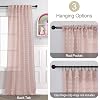 DANCURTON Pink Sheer Curtains 84 Inch Length for Living Room Girls Bedroom 2 Panels Light Filtering Transparency Cute Sheer Semi Curtains Boho Pom Pom Lovely Design Drapes Back Tab 52x84 Blush Pink