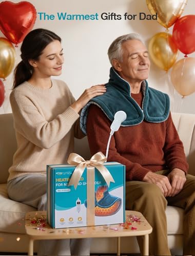 Image of ALLJOY Graphene-Infused Heating Pad for Neck and Shoulders and Back | 1Mins Instant Heat, Weighted Neck Heating Pad for Neck Pain with 9 Heat 4 Timers, Birthday Gifts for Men Women Snug-Fit