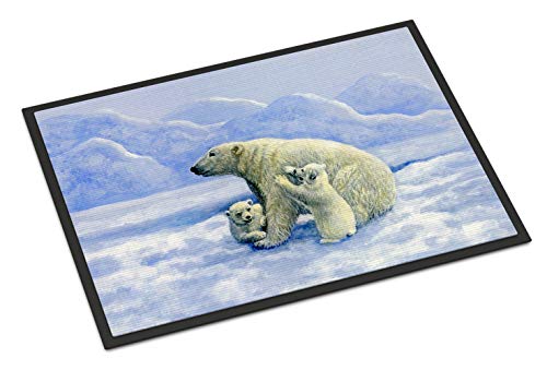 Caroline's Treasures BDBA0428MAT Polar Bears by Daphne Baxter Doormat 18x27 Front Door Mat Indoor Outdoor Rugs for Entryway, Non Slip Washable Low Pile, 18H X 27W