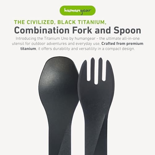 Cuillère-fourchette en titane noir humangear GoBites Uno pour camping
