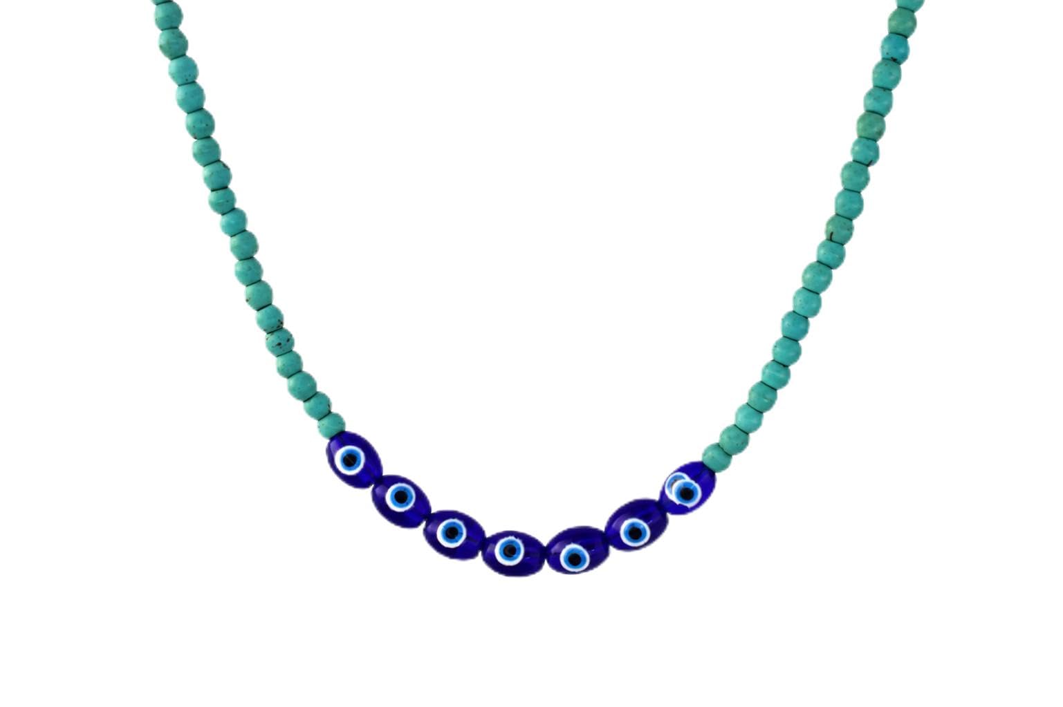Evil Eye & Turquoise Beaded Necklace Description-image-48