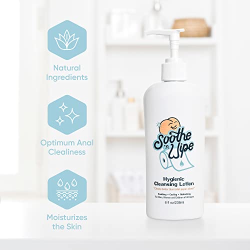 Soothe ‘n Wipe 8 Oz Wipe Hygienic Cleansing Lotion, Flushable Wipe Alternative with Aloe