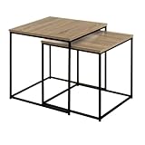 Set mit 2 Beistelltischen aus PB und Metall in Natur und Schwarz