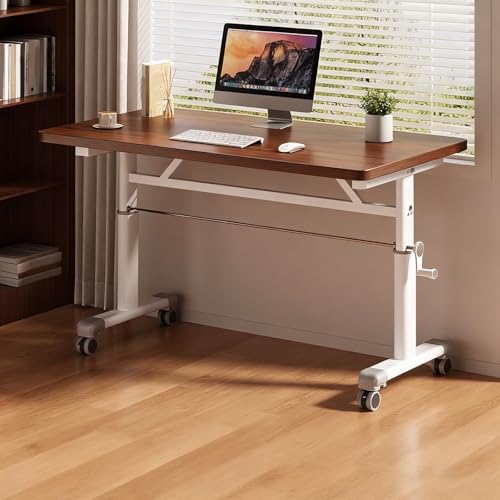 Escritorio Móvil sobre la Cama con Ruedas, Mesa Ordenador con Altura Ajustable, Estructura Robusta de Acero, Ldeal para Salón, Dormitorio, Dormitorio(Brown,80 * 60cm/31 * 23in)