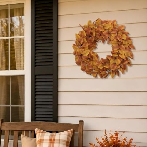 LAIMENNI 20 Inch Fall Wreaths for Front Door, Autumn Leaves Outdoor Wreaths - image 7