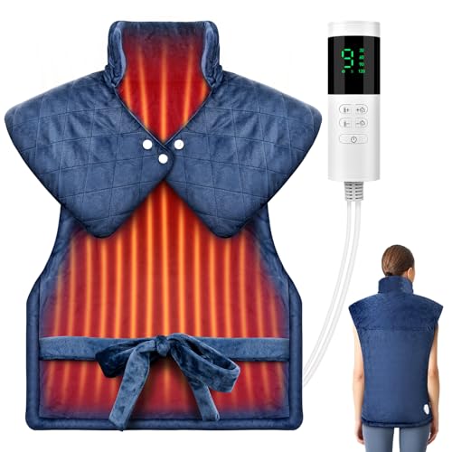 Heating Pad for Neck and Shoulders and Back, Pain Relief Electric Heating Pad for Back Large 24”X37” with 9 Heat Settings 4 Timers, Birthday Gifts for Women Men Mom Dad