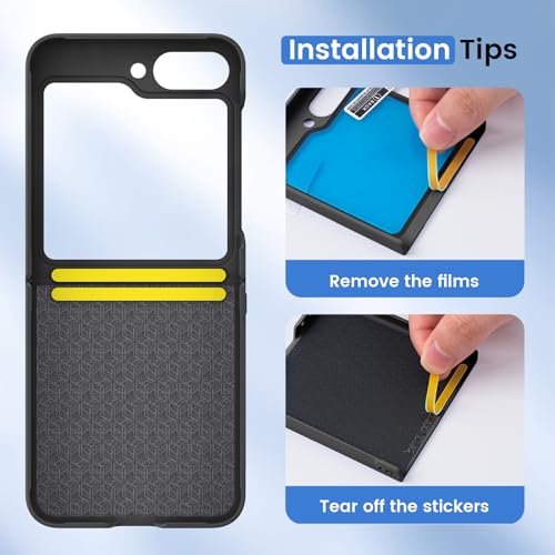 Image of Ruky for Z Flip 6 Case, Full Body Cover Anti-Scratches Shockproof Hard PC Ultra-Thin, Support Wireless Charging Protective Phone Cover for Samsung Galaxy Z Flip 6, Carbon Fiber