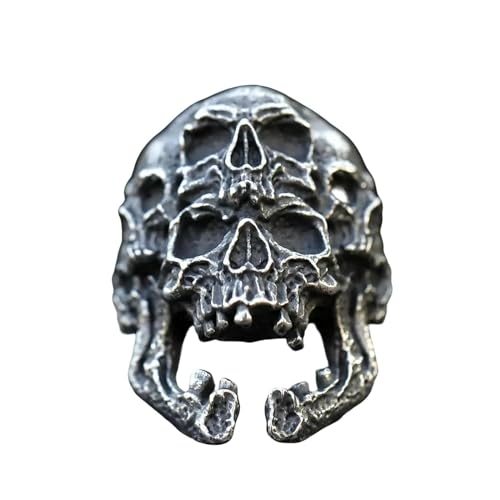 New Men's Rings Double Skull Horn Ring For Men Heavy Punk Goth Demon Jewelry Gifts Vintage