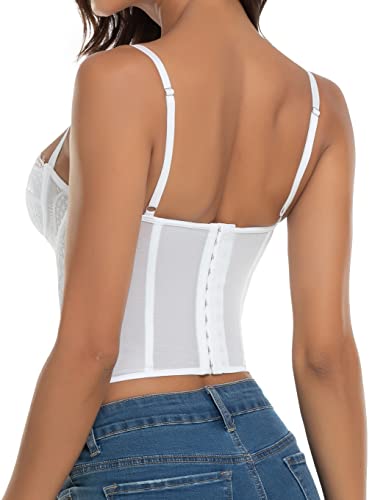 Image of Raxnode Lace Bustier Corset Tops for Women - Sexy Going Out Party Club Top with Buckle