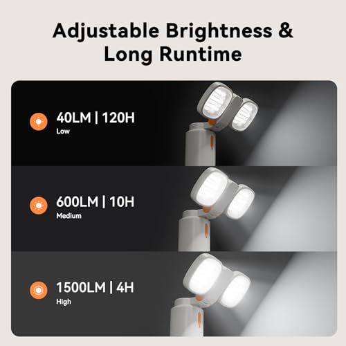 4-in-1 Camping Light, Work Light, Video Flashlight 2000LM Rechargeable 120H Runtime, 10000mAh Power Bank, 2700K-6500K CCT Adjustable Magnetic Tripod, IP54 Waterproof Outdoor Emergency Lantern - Image 3