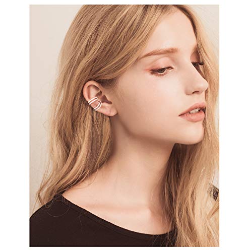 Birthday Gifts 925 Sterling Silver Ear Cuff Non Pierced Cuffs Hoop Huggie Earrings for Women Girls- Set of 22