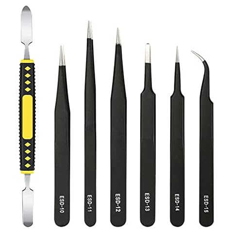 Cdemiy 7 PCS Precision ESD Tweezers Set Cover