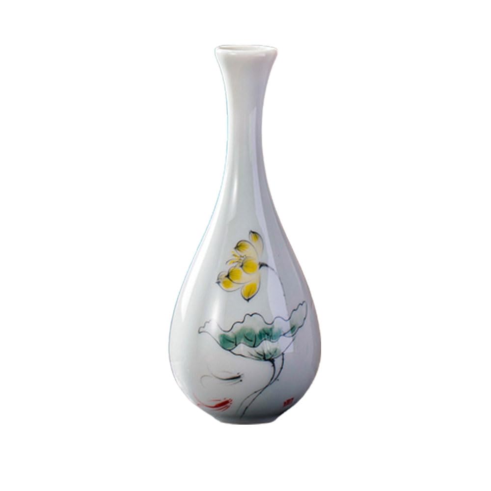 asdchZen Hand Painted Creative Ceramic Vase Decorative Dried Flowers Living Room Tabletop Flower Arrangement Small Flower Arrangement Set For Dining Table Centerpiece Decorative Vase,I