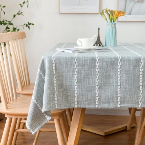 Nappe jacquard bleu pierre rectangulaire 135x135cm pour table de cuisine