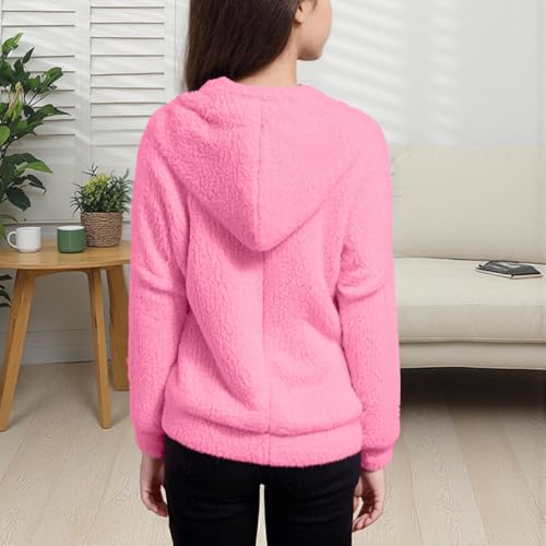 Girls Zip Up Fleece Hoodie Jacket Cute Trendy Full-Zip Sweatshirt Outwear Warm Winter Coat with Pockets 5-14 Years4
