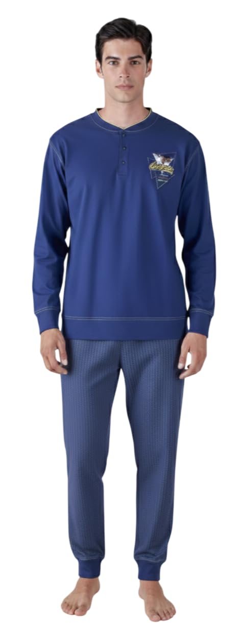 Schlafanzug für Herren, Baumwolle, lang, leicht, für den Sommer, langer zweiteiliger Pyjama aus 100% frischer Baumwolle