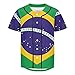 Vnurnrn Brazil Flag Mens Baseball Button Down Jersey Hipster Hip Hop T Shirts