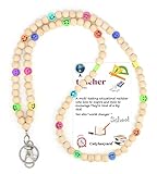 Lanyards for id Badges and Keys for Women Wood Beaded Lanyard for Teacher Gift (I)