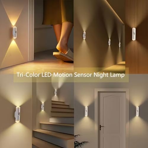 Image of GITGRNTH 8 Pcs Rechargeable RGB Motion Sensor LED Light - Multicolor Smart Night Lamp with Motion Detection, Energy Saving, Magnetic Base - Perfect for Home Office Bedroom, Wardrobe, Kitchen