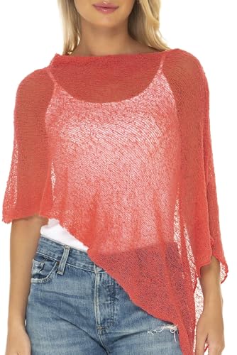 Image of SHU-SHI Womens Sheer Knit Poncho Shrug Lightweight Cover Up One Size Fits Most
