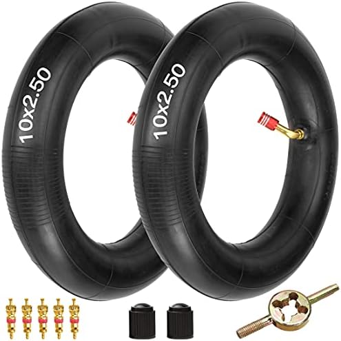FVRITO 10x2.50/2.75 10 Inch Inner Tube for Smart Self Balance mobility Electric Scooter 36v 48v 400w 500w 800w Hub Motor Mijia M365 With TR87 Angled Stem 2 Pack