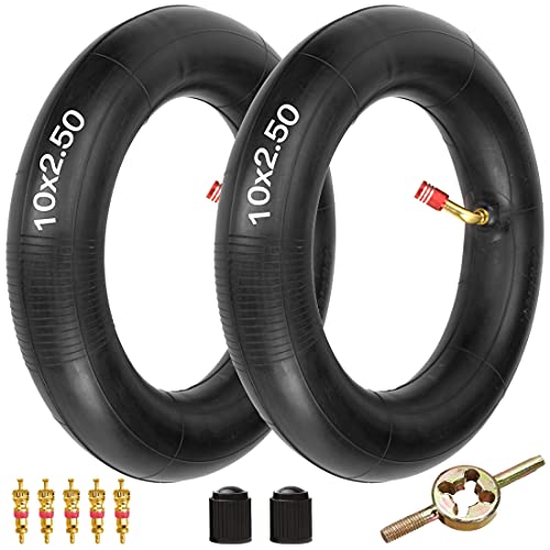 FVRITO 10x2.50/2.75 10 Inch Inner Tube for Smart Self Balance mobility Electric Scooter 36v 48v 400w 500w 800w Hub Motor Mijia M365 With TR87 Angled Stem 2 Pack