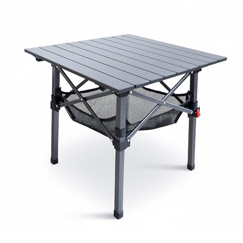 ARMOR CASTLE Folding Camping Table, Portable Lightweight Beach Tables for Sand Foldable, Aluminum Roll-up Folding Square Table for Outdoor Camping, Picnic, Card, Travel