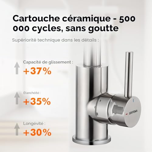 Mitigeur lavabo salle de bain GRIFEMA G1002A avec bec orientable 360