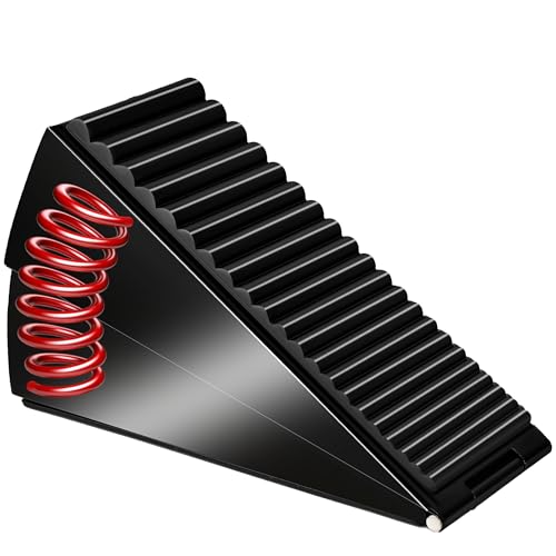 Large Heavy Duty Door Stoppers, Premium Spring Door Stopper for Bottom of Door, Adjustable Large Rubber Stoppers Wedge with Metal, Door Stop Suits Any Heavy Door (Black-0ne)