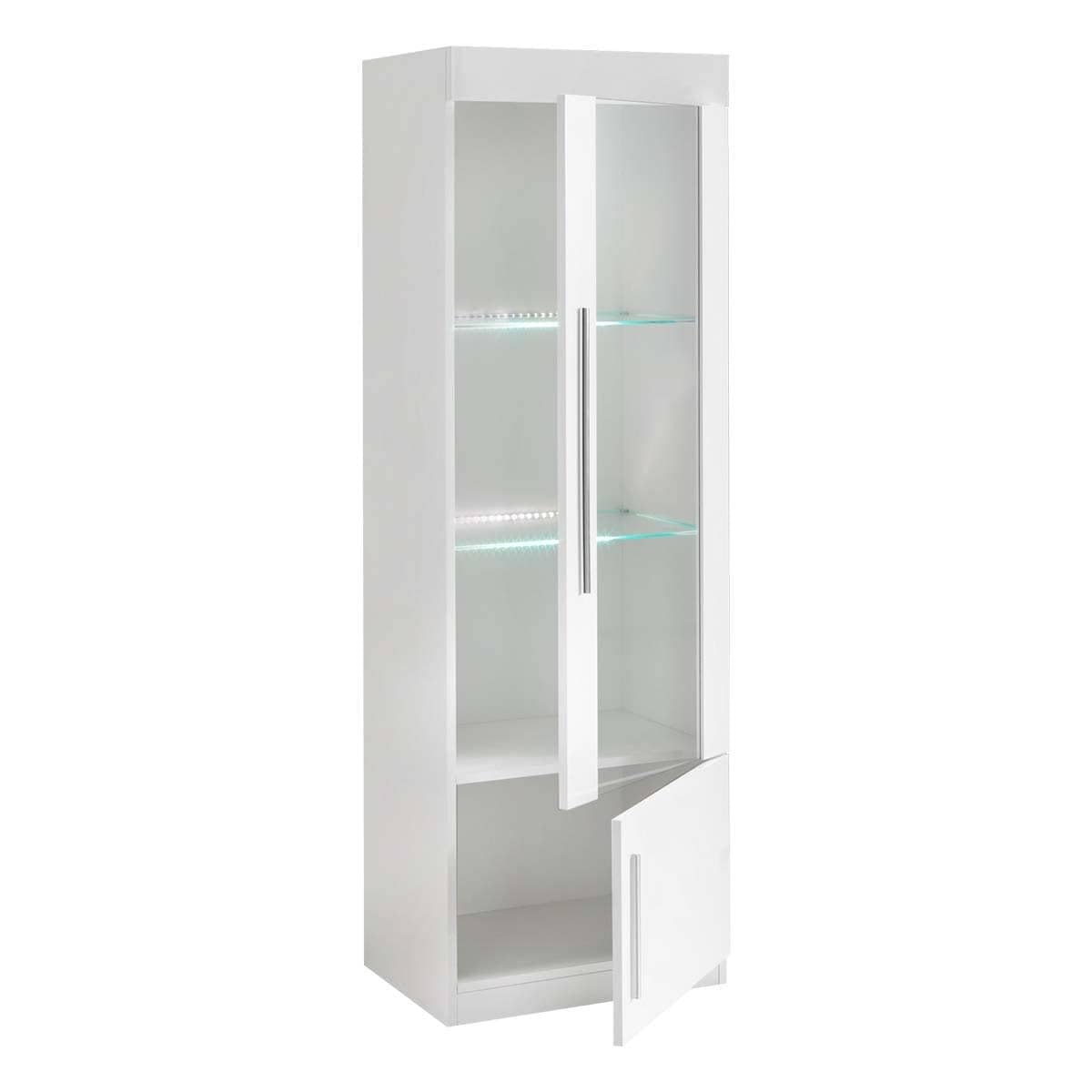 AltoBuy Clark - Vitrine Droite Laquée Blanc Poignées Métal avec LEDs