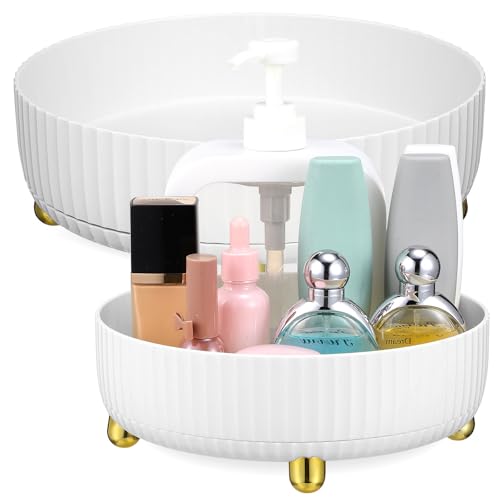 Organisateur de maquillage 2 pièces à plateau détachable et lavable en plastique