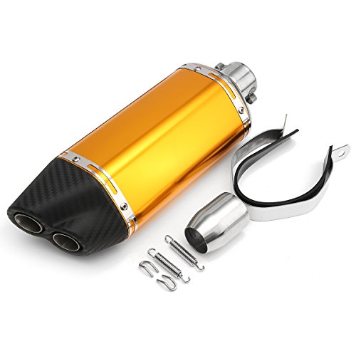Alamor 38-51 mm Double Sortie d'air échappement Pipe Pot en Carbone Acier Inoxydable - Or