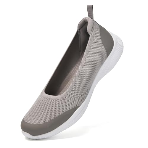 Image of HONHOLD Women's Knit Slip On Walking Shoes - Comfort Ballet Flats with Rubber Sole & Arch Support