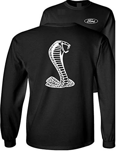 Ford Mustang American Shelby White Snake Long Sleeve T-Shirt F&B, Black, M